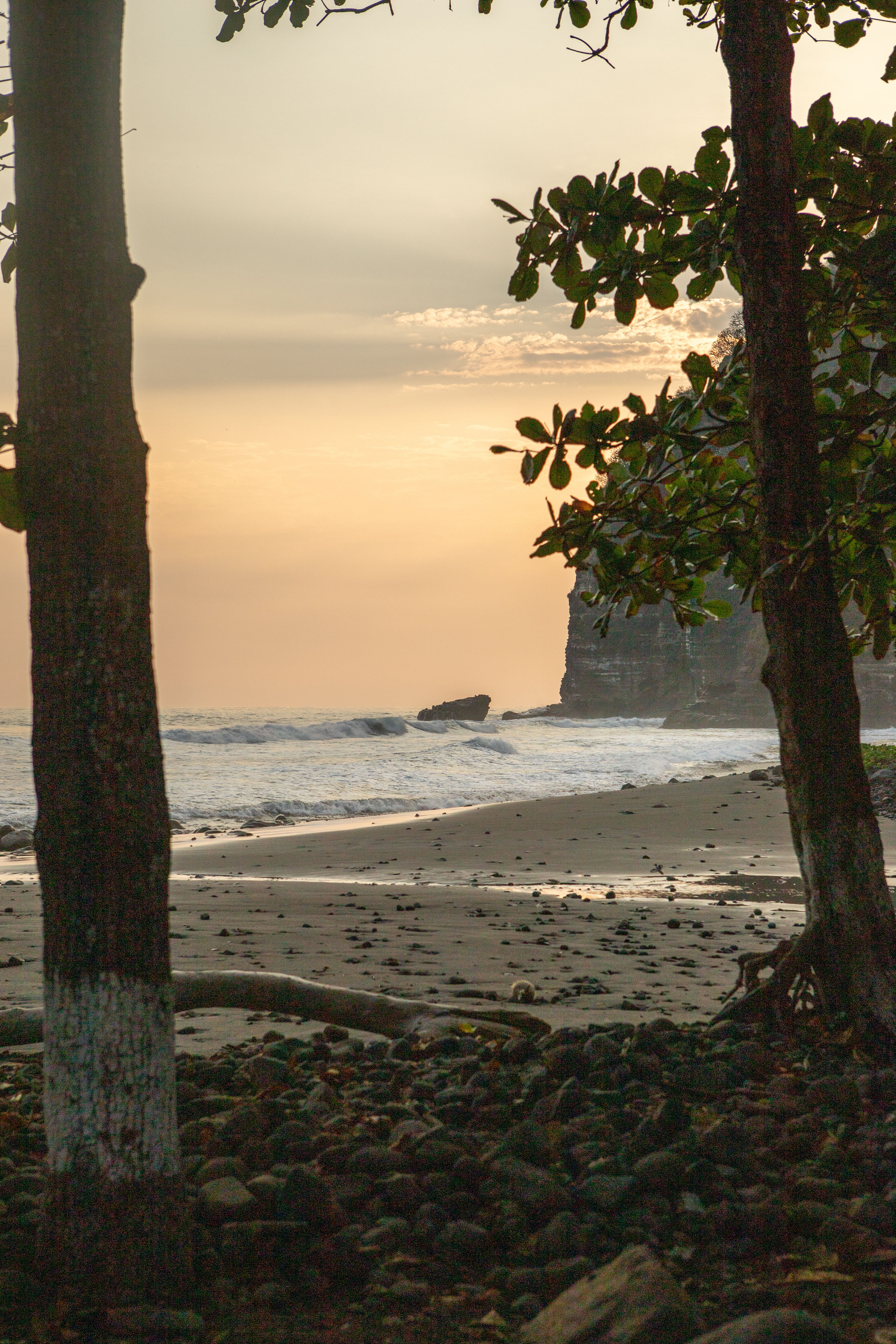 Waves on the black sand beach